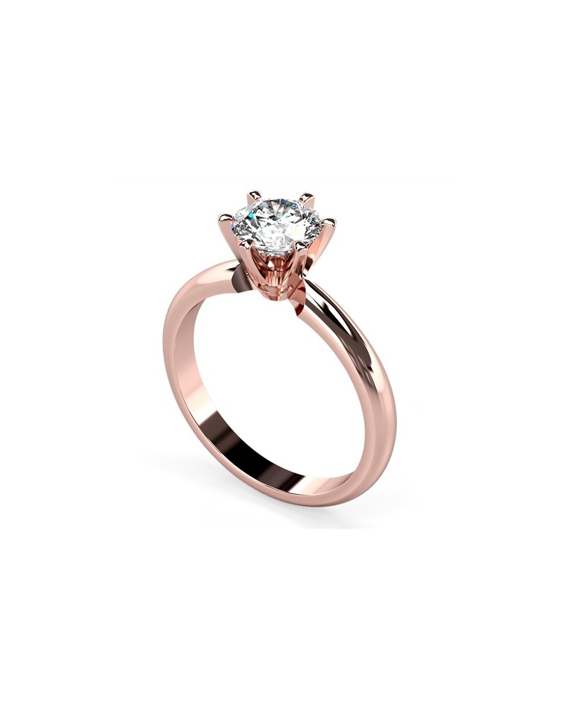 ANELLO SOLITARIO IN ORO ROSA 18K CON DIAMANTE NATURALE CERTIFICATO DGC