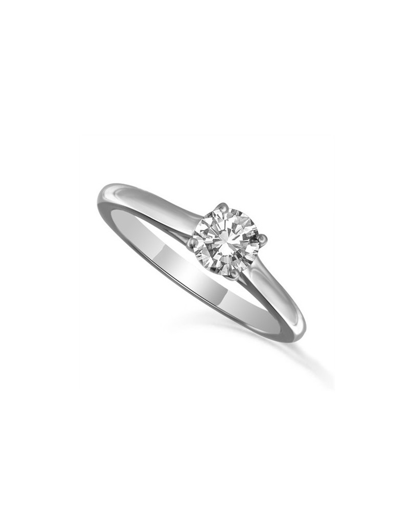 ANELLO SOLITARIO IN ORO BIANCO 18K CON DIAMANTE NATURALE CERTIFICATO DGC