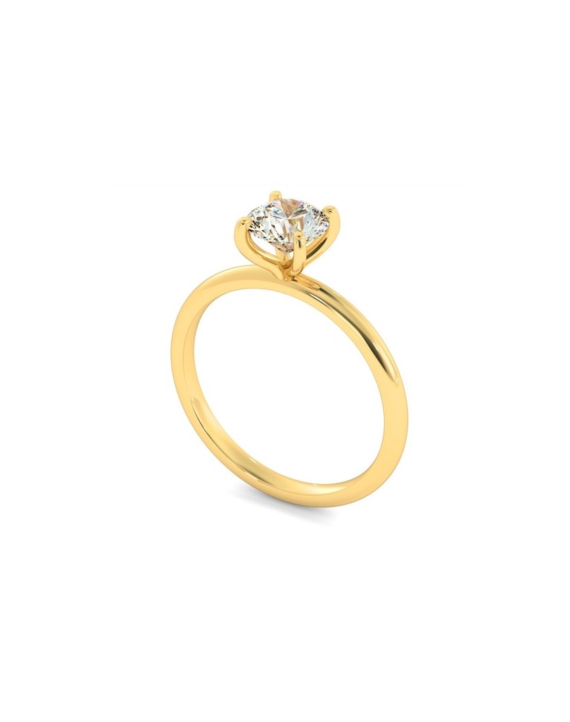 ANELLO SOLITARIO IN ORO GIALLO 18K CON DIAMANTE NATURALE CERTIFICATO DGC