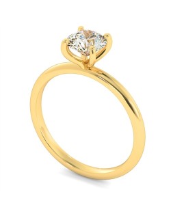ANELLO SOLITARIO IN ORO GIALLO 18K CON DIAMANTE NATURALE CERTIFICATO DGC