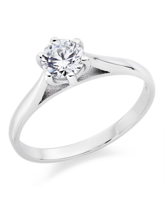 ANELLO SOLITARIO IN ORO BIANCO 18 K CON DIAMANTE NATURALE CERTIFICATO DGC