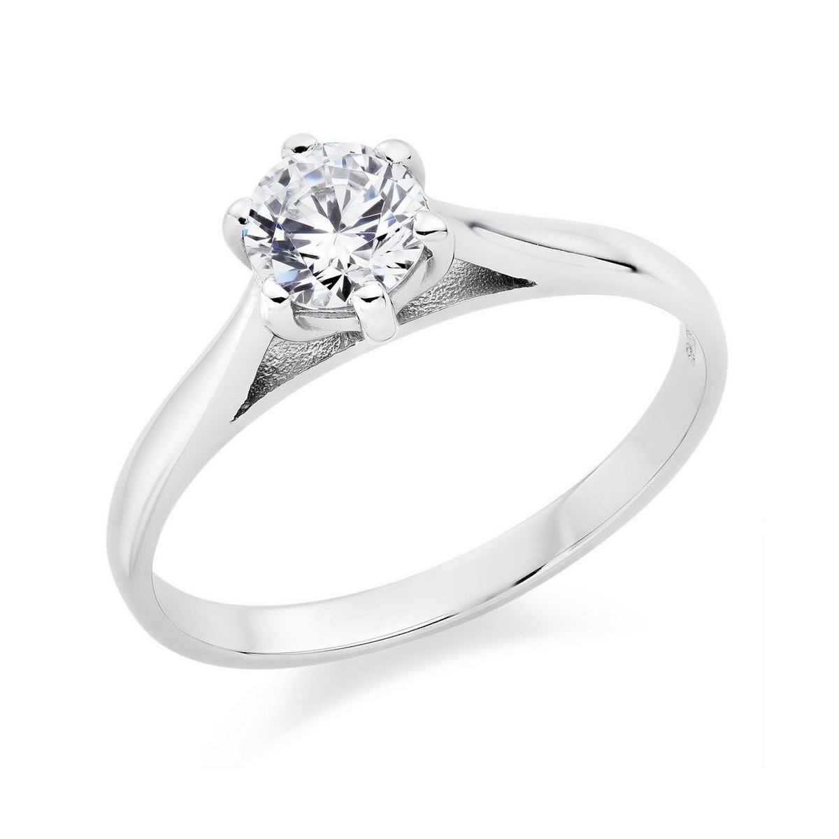 ANELLO SOLITARIO IN ORO BIANCO 18 K CON DIAMANTE NATURALE CERTIFICATO DGC