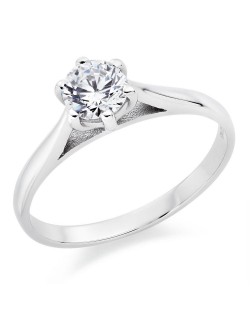 ANELLO SOLITARIO IN ORO BIANCO 18 K CON DIAMANTE NATURALE CERTIFICATO DGC