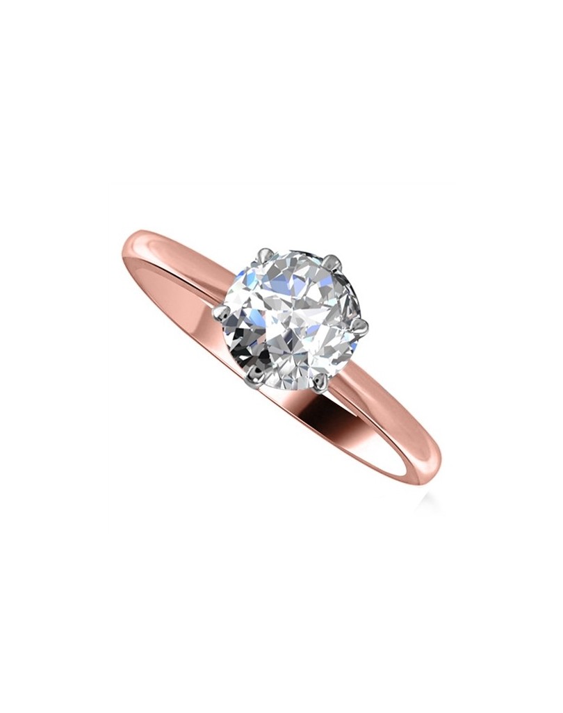 ANELLO SOLITARIO IN ORO ROSA 18K CON DIAMANTE NATURALE CERTIFICATO DGC