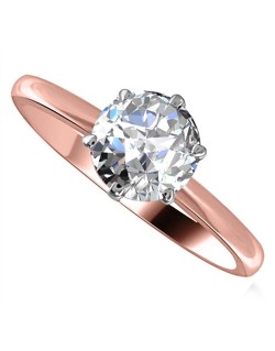 ANELLO SOLITARIO IN ORO ROSA 18K CON DIAMANTE NATURALE CERTIFICATO DGC