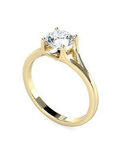ANELLO SOLITARIO IN ORO GIALLO 18K CON DIAMANTE NATURALE CERTIFICATO DGC