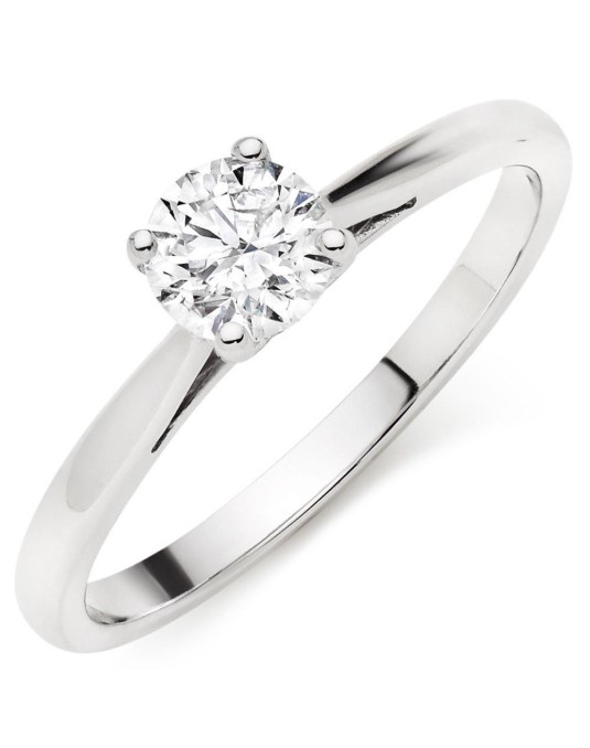 ANELLO SOLITARIO IN ORO BIANCO 18 K CON DIAMANTE NATURALE CERTIFICATO DGC