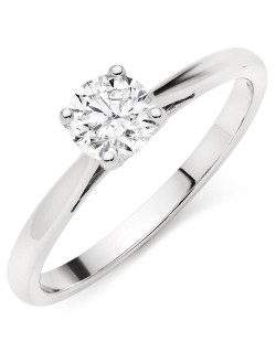 ANELLO SOLITARIO IN ORO BIANCO 18 K CON DIAMANTE NATURALE CERTIFICATO DGC