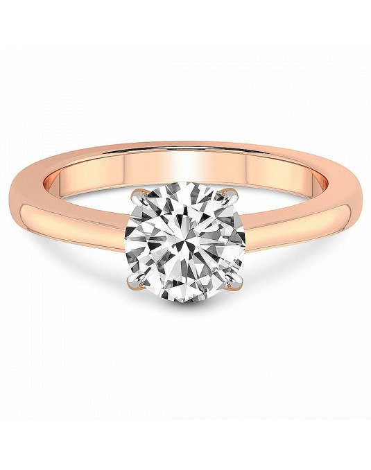 ANELLO SOLITARIO IN ORO ROSA 18K CON DIAMANTE NATURALE CERTIFICATO DGC