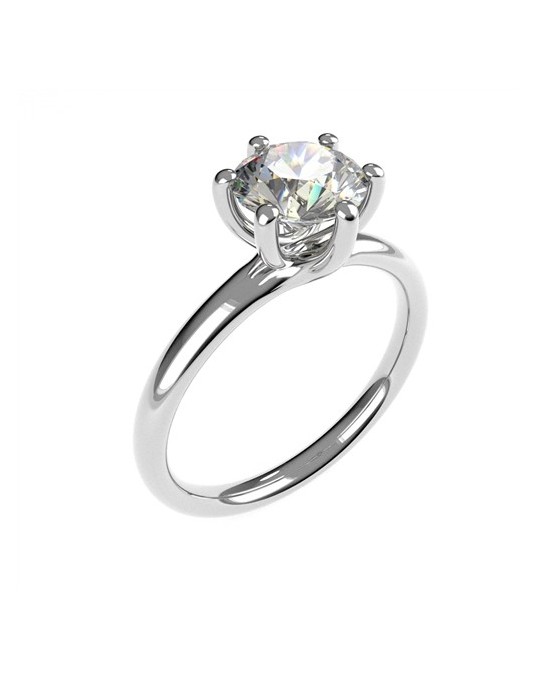 ANELLO SOLITARIO IN ORO BIANCO 18 K CON DIAMANTE NATURALE CERTIFICATO DGC