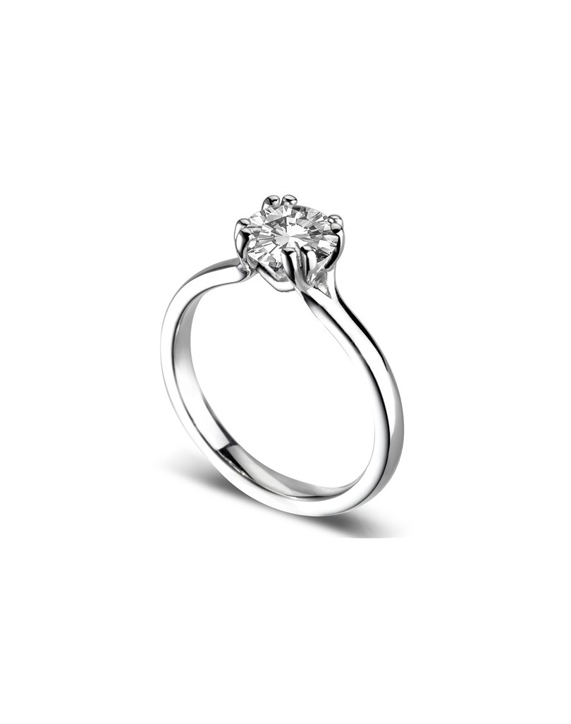 ANELLO SOLITARIO IN ORO BIANCO 18 K CON DIAMANTE NATURALE CERTIFICATO DGC