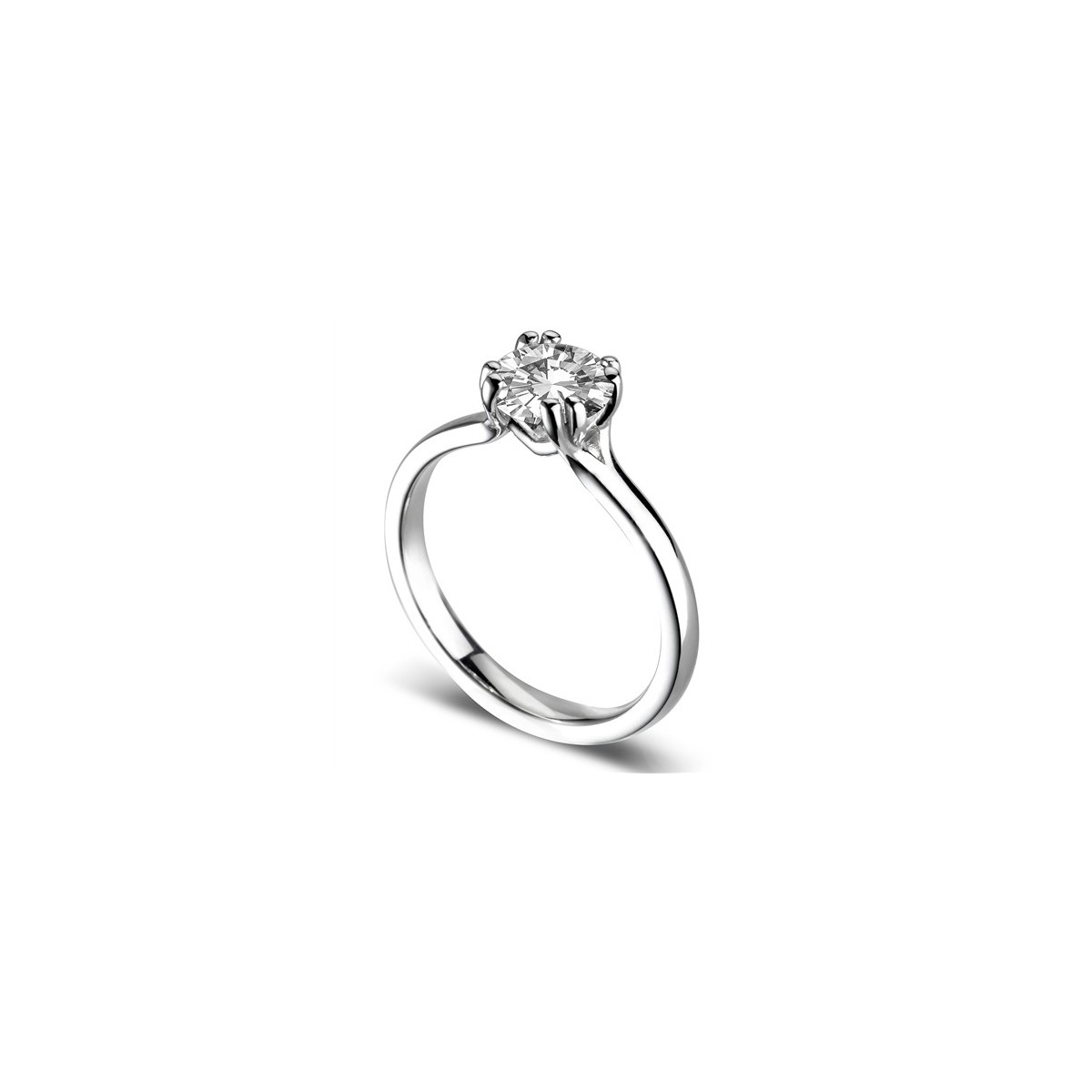 ANELLO SOLITARIO IN ORO BIANCO 18 K CON DIAMANTE NATURALE CERTIFICATO DGC