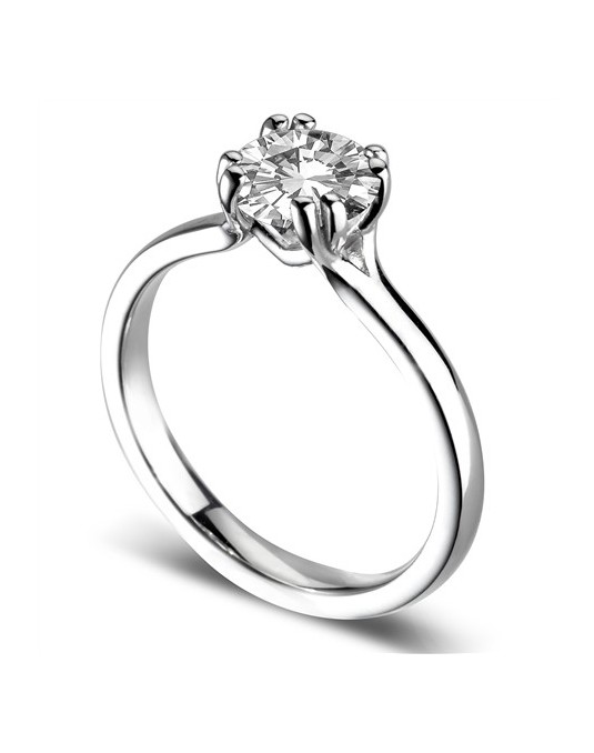 ANELLO SOLITARIO IN ORO BIANCO 18 K CON DIAMANTE NATURALE CERTIFICATO DGC