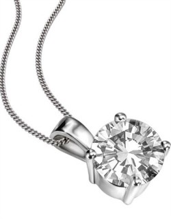 CIONDOLO PUNTO LUCE IN ORO BIANCO 18K CON DIAMANTE NATURALE CERTIFICATO