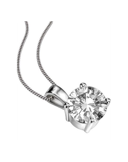 CIONDOLO PUNTO LUCE IN ORO BIANCO 18K CON DIAMANTE NATURALE CERTIFICATO