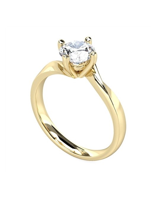 ANELLO SOLITARIO IN ORO GIALLO 18K CON DIAMANTE NATURALE CERTIFICATO DGC