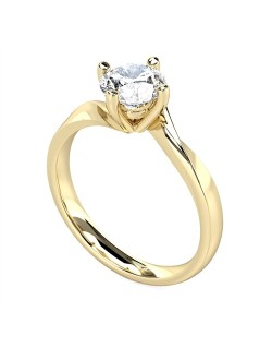 ANELLO SOLITARIO IN ORO GIALLO 18K CON DIAMANTE NATURALE CERTIFICATO DGC