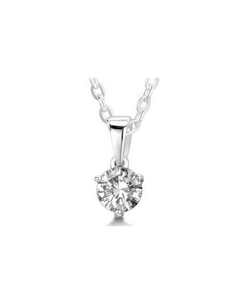 CIONDOLO PUNTO LUCE IN ORO BIANCO 18K CON DIAMANTE NATURALE CERTIFICATO