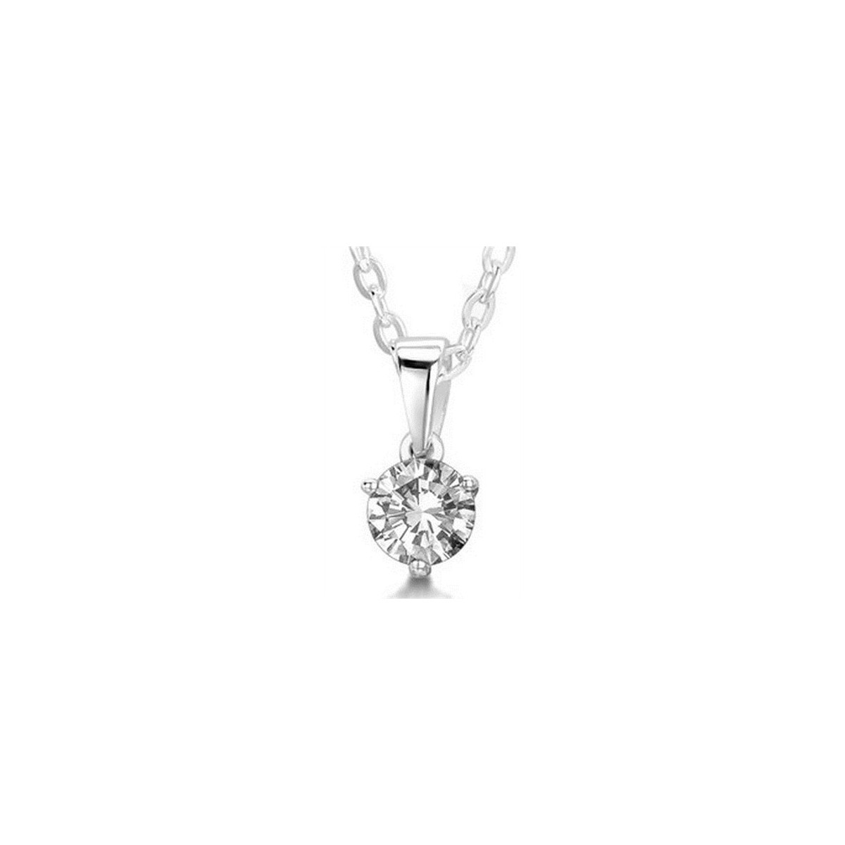 CIONDOLO PUNTO LUCE IN ORO BIANCO 18K CON DIAMANTE NATURALE CERTIFICATO