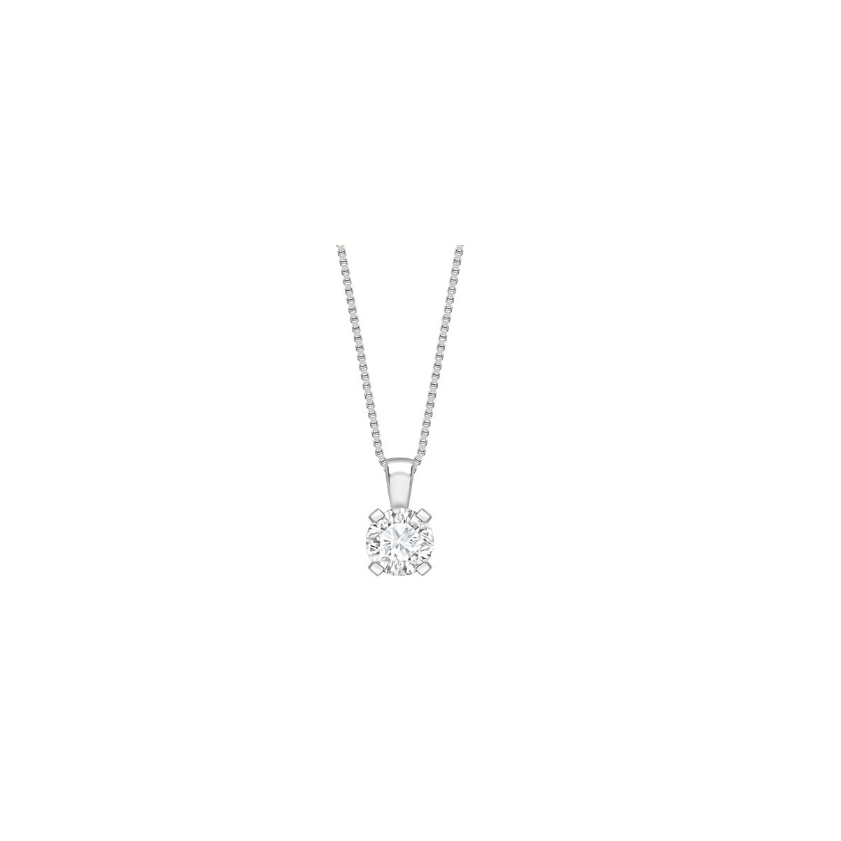 CIONDOLO PUNTO LUCE IN ORO BIANCO 18K CON DIAMANTE NATURALE CERTIFICATO