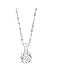 CIONDOLO PUNTO LUCE IN ORO BIANCO 18K CON DIAMANTE NATURALE CERTIFICATO