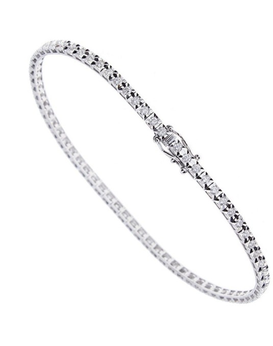 BRACCIALE TENNIS IN ORO BIANCO 18 K CON DIAMANTI NATURALI E VVS