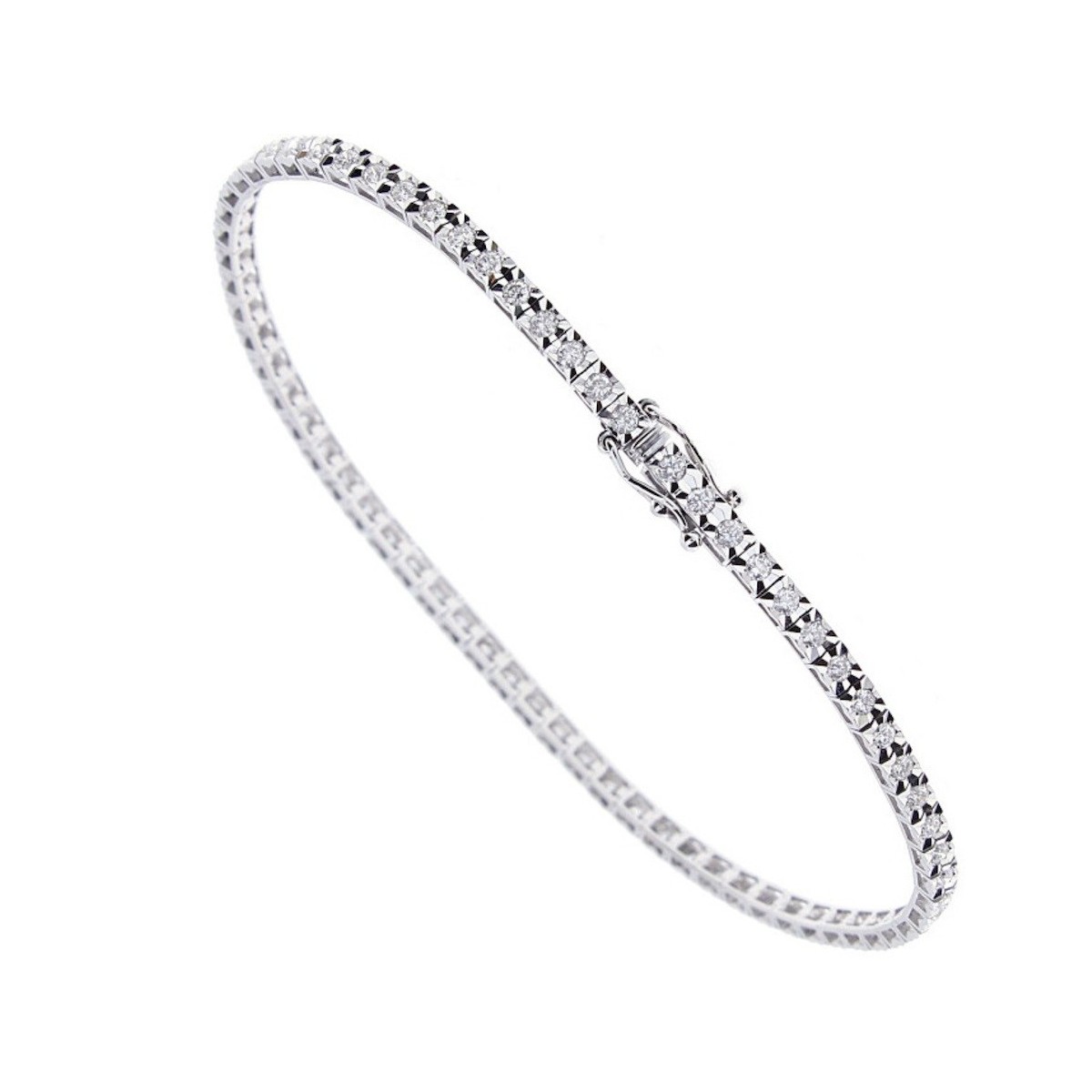 BRACCIALE TENNIS IN ORO BIANCO 18 K CON DIAMANTI NATURALI E VVS