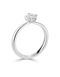 ANELLO SOLITARIO IN ORO BIANCO 18K CON DIAMANTE NATURALE CERTIFICATO DGC