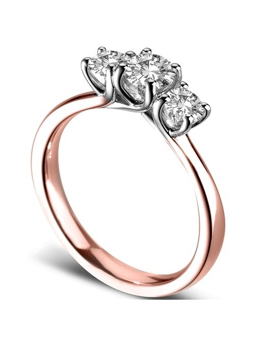 ANELLO TRILOGY IN ORO ROSA 18K CON DIAMANTI NATURALI CERTIFICATI DGC