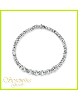 BRACCIALE CATENA IN ORO BIANCO 18K CON DIAMANTI NATURALI E VVS