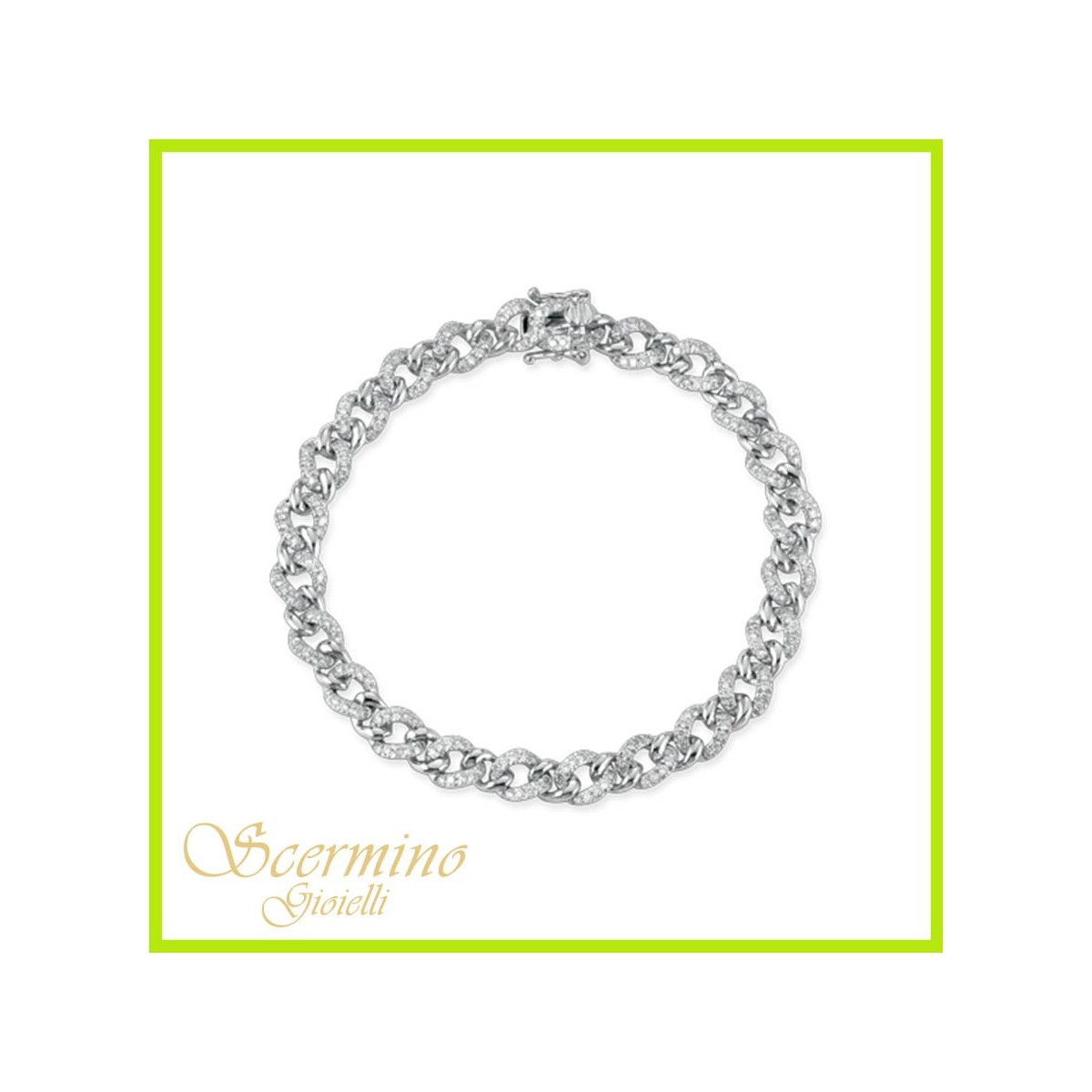 BRACCIALE CATENA IN ORO BIANCO 18K CON DIAMANTI NATURALI E VVS