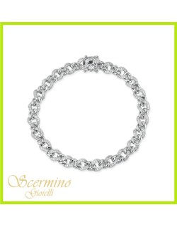 BRACCIALE CATENA IN ORO BIANCO 18K CON DIAMANTI NATURALI E VVS
