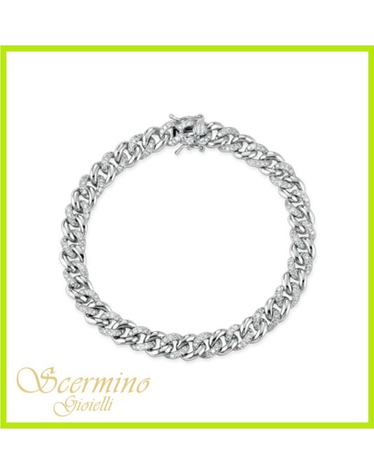 BRACCIALE CATENA IN ORO BIANCO 18K CON DIAMANTI NATURALI E VVS