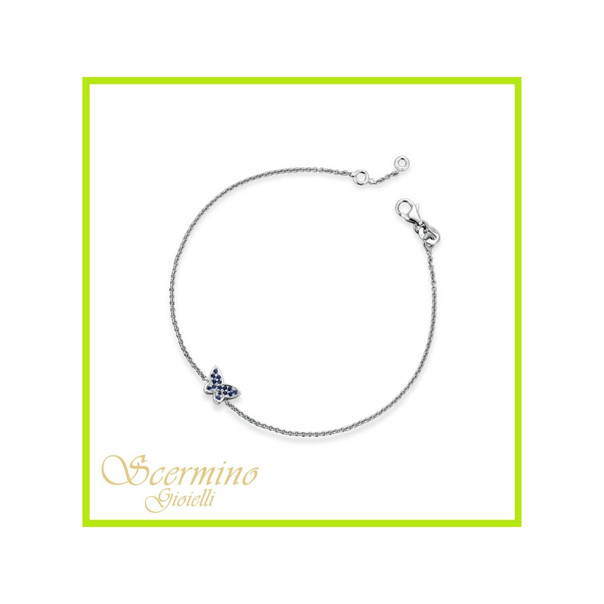 BRACCIALE FARFALLA IN ORO BIANCO 18K CON ZAFFIRI NATURALI