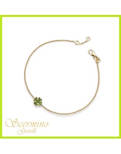 BRACCIALE QUADRIFOGLIO IN ORO GIALLO 18K CON SMERALDI NATURALI