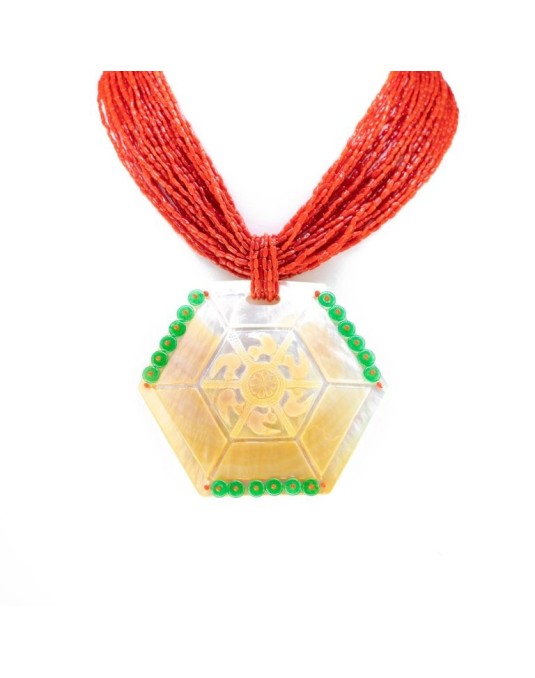 COLLANA DI CORALLO ROSSO MULTISTRATO CON PIETRE PREZIOSE