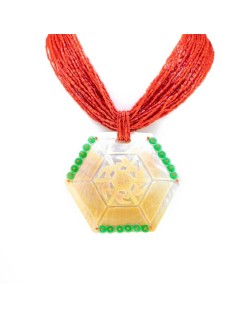 COLLANA DI CORALLO ROSSO MULTISTRATO CON PIETRE PREZIOSE