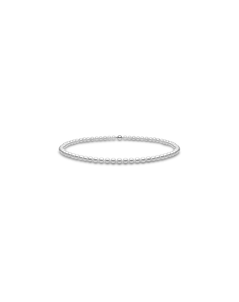 COLLANA CON PERLE CON CHIUSURA A SFERA IN ORO BIANCO 18K