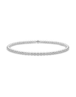 COLLANA CON PERLE CON CHIUSURA A SFERA IN ORO BIANCO 18K