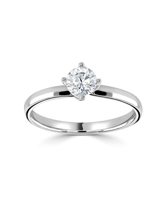 ANELLO SOLITARIO IN ORO BIANCO 18K CON DIAMANTE NATURALE CERTIFICATO DGC