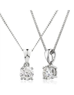 CIONDOLO PUNTO LUCE IN ORO BIANCO 18K CON DIAMANTE NATURALE CERTIFICATO