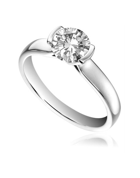 ANELLO SOLITARIO IN ORO BIANCO 18K CON DIAMANTE NATURALE CERTIFICATO DGC