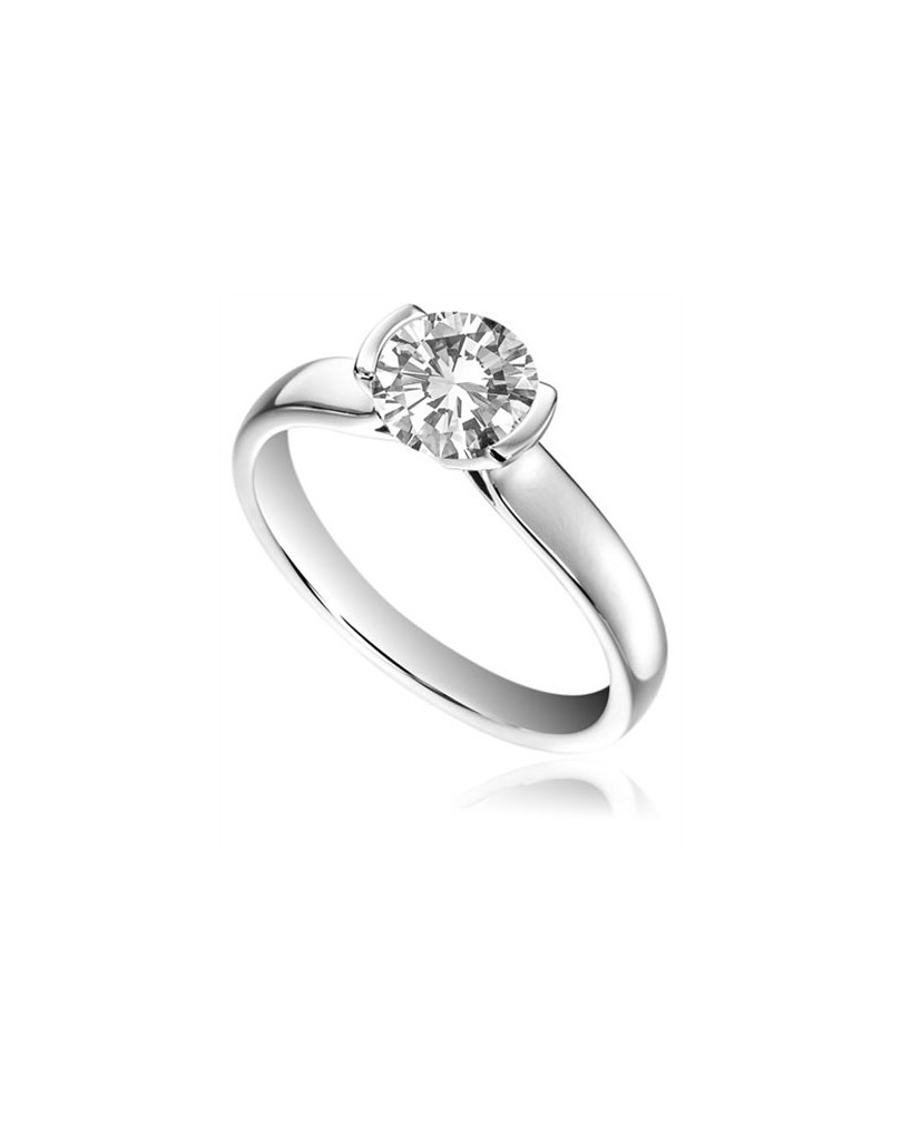 ANELLO SOLITARIO IN ORO BIANCO 18K CON DIAMANTE NATURALE CERTIFICATO DGC