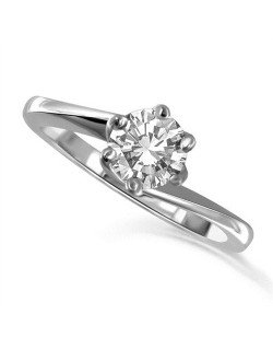 ANELLO SOLITARIO IN ORO BIANCO 18K CON DIAMANTE NATURALE CERTIFICATO DGC