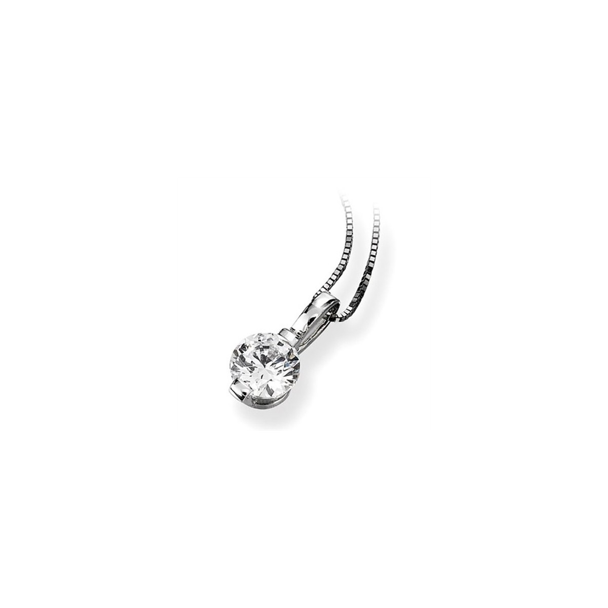 CIONDOLO PUNTO LUCE IN ORO BIANCO 18K CON DIAMANTE NATURALE CERTIFICATO