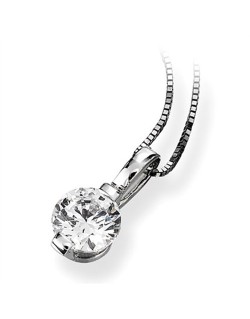 CIONDOLO PUNTO LUCE IN ORO BIANCO 18K CON DIAMANTE NATURALE CERTIFICATO