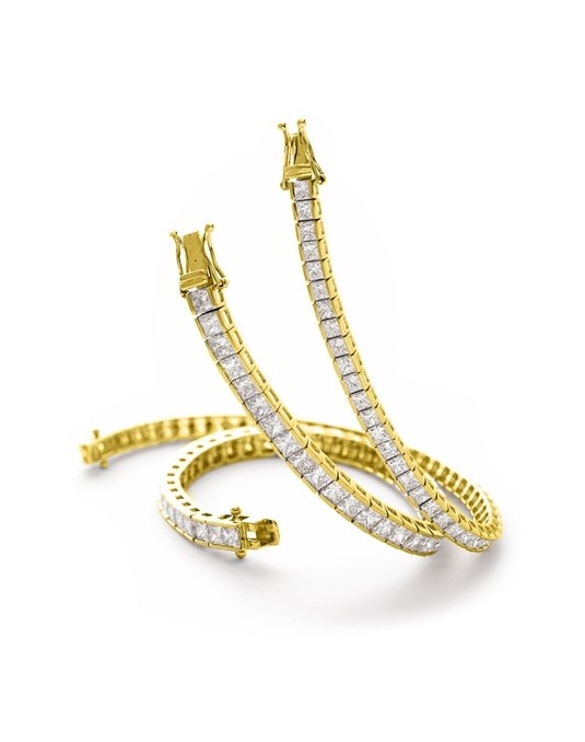 BRACCIALE TENNIS IN ORO GIALLO 18 K CON DIAMANTI NATURALI E VVS