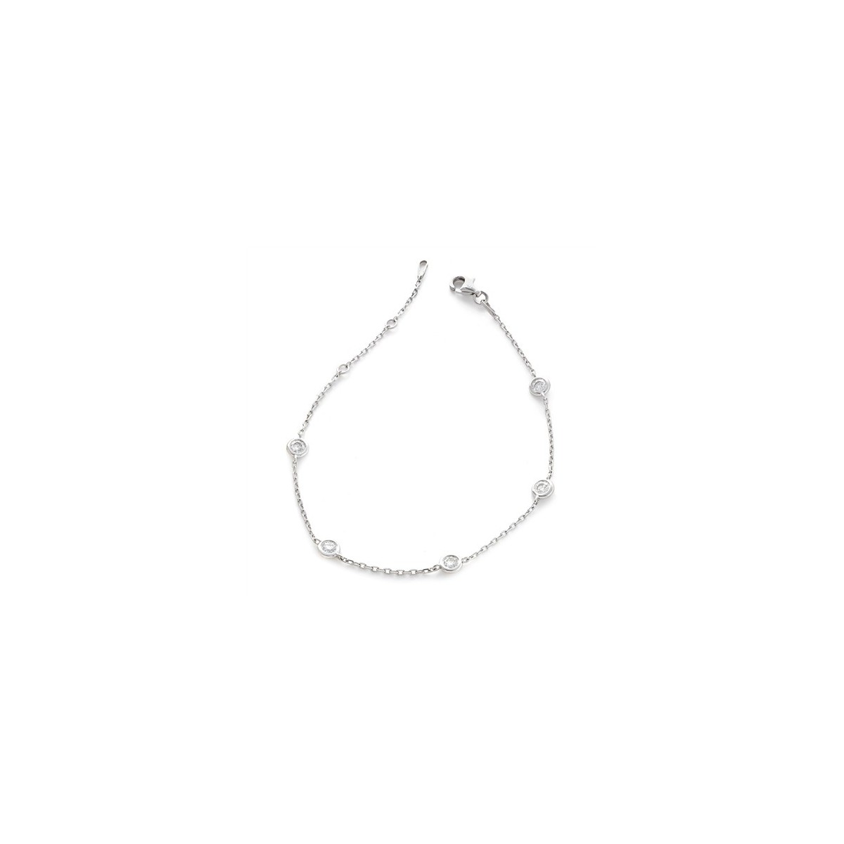 BRACCIALE CATENINA IN ORO BIANCO 18K CON DIAMANTI NATURALI E VVS