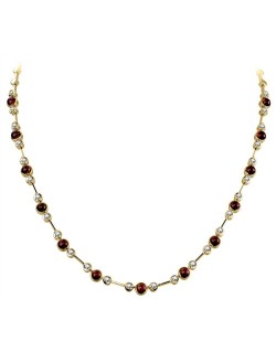 COLLIER IN ORO GIALLO CON RUBINI E DIAMANTI NATURALI CERTIFICATI