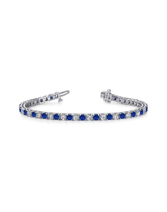 BRACCIALE TENNIS IN ORO BIANCO 18K CON ZAFFIRI E DIAMANTI